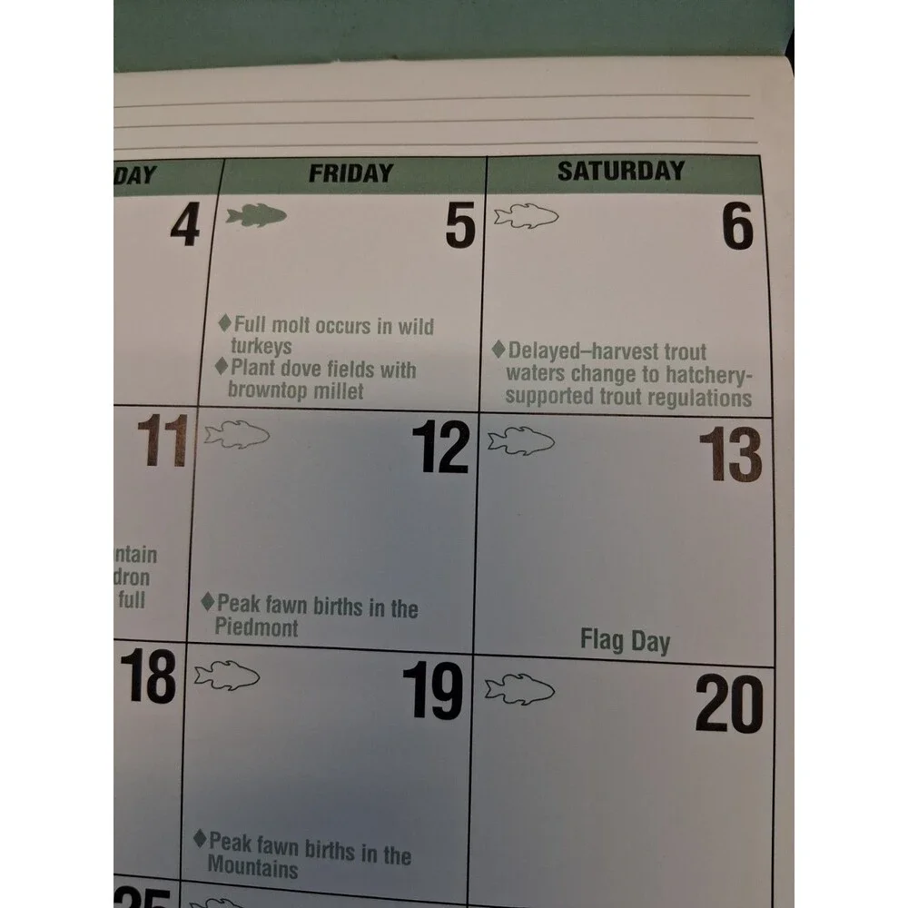 North Carolina Wildlife Commission wall calendar